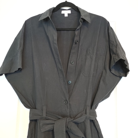 COS Black Cotton Topstitched Belted Jumpsuit Sz 4 US - Picture 6 of 10